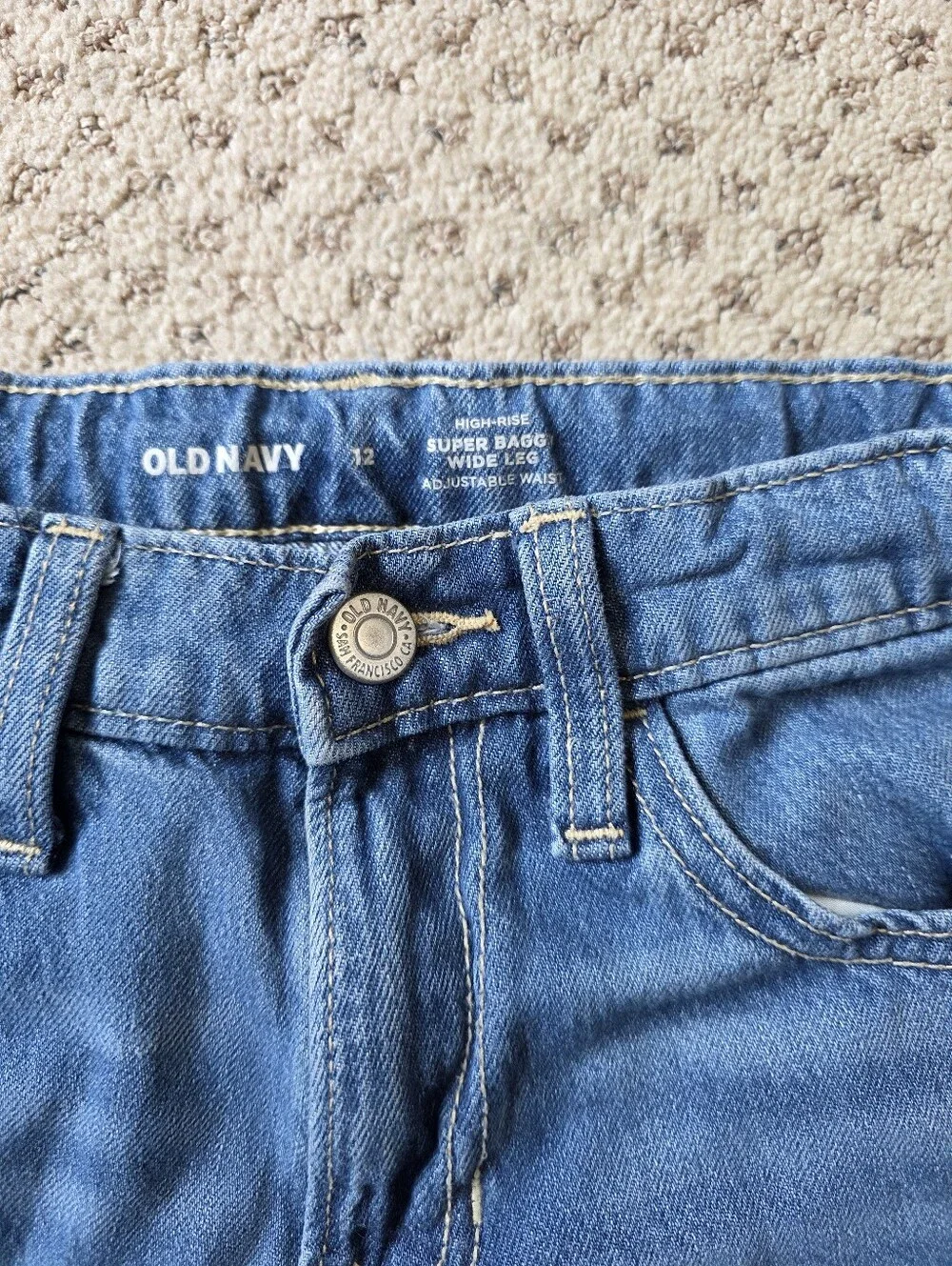 Old Navy High Rise Super Baggy Two-Tone Blue Wide-Leg Jeans